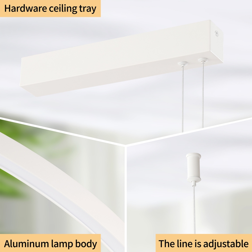 Brilagi - Dimeriuojama LED liustra ant troselio PORTOFINO LED/98W/230V 3000-6000K balta + su nuotoliniu pultu
