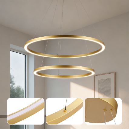 Brilagi - LED reguliuojamas pakabinamas šviestuvas ant laido PORTOFINO LED/98W/230V 3000-6000K skersmuo 80 cm auksinis + nuotolinis valdymas