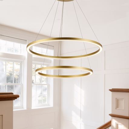 Brilagi - LED reguliuojamas pakabinamas šviestuvas ant laido PORTOFINO LED/98W/230V 3000-6000K skersmuo 80 cm auksinis + nuotolinis valdymas