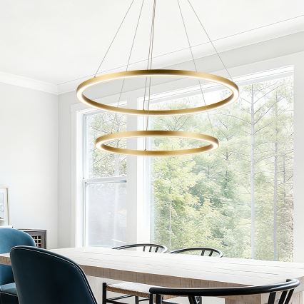 Brilagi - LED reguliuojamas pakabinamas šviestuvas ant laido PORTOFINO LED/98W/230V 3000-6000K skersmuo 80 cm auksinis + nuotolinis valdymas