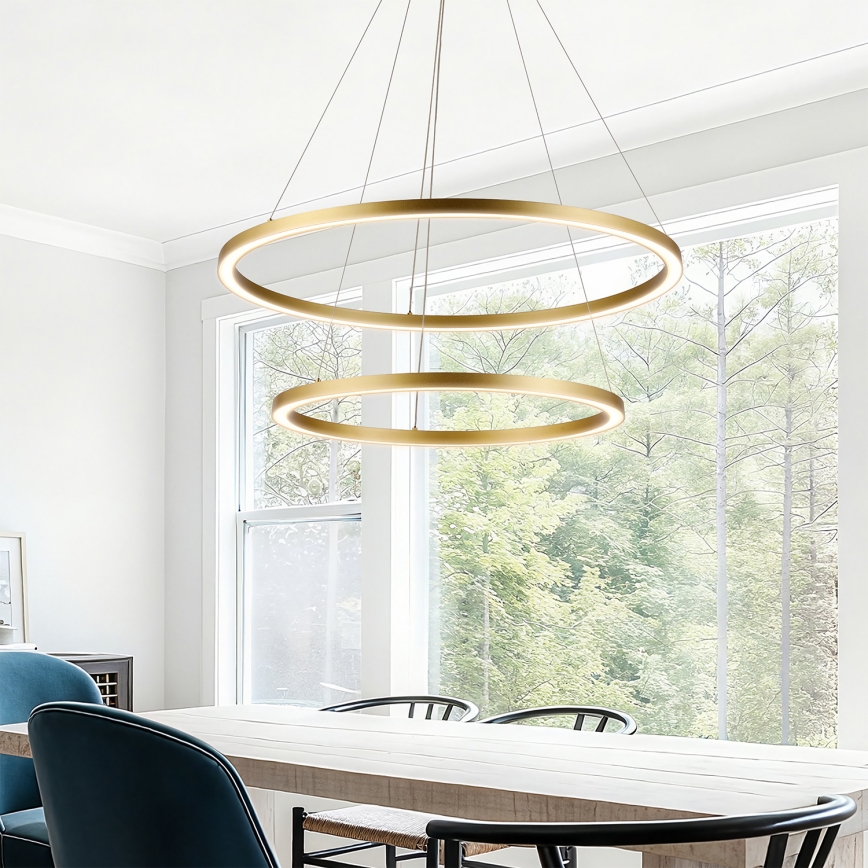 Brilagi - LED reguliuojamas pakabinamas šviestuvas ant laido PORTOFINO LED/98W/230V 3000-6000K skersmuo 80 cm auksinis + nuotolinis valdymas