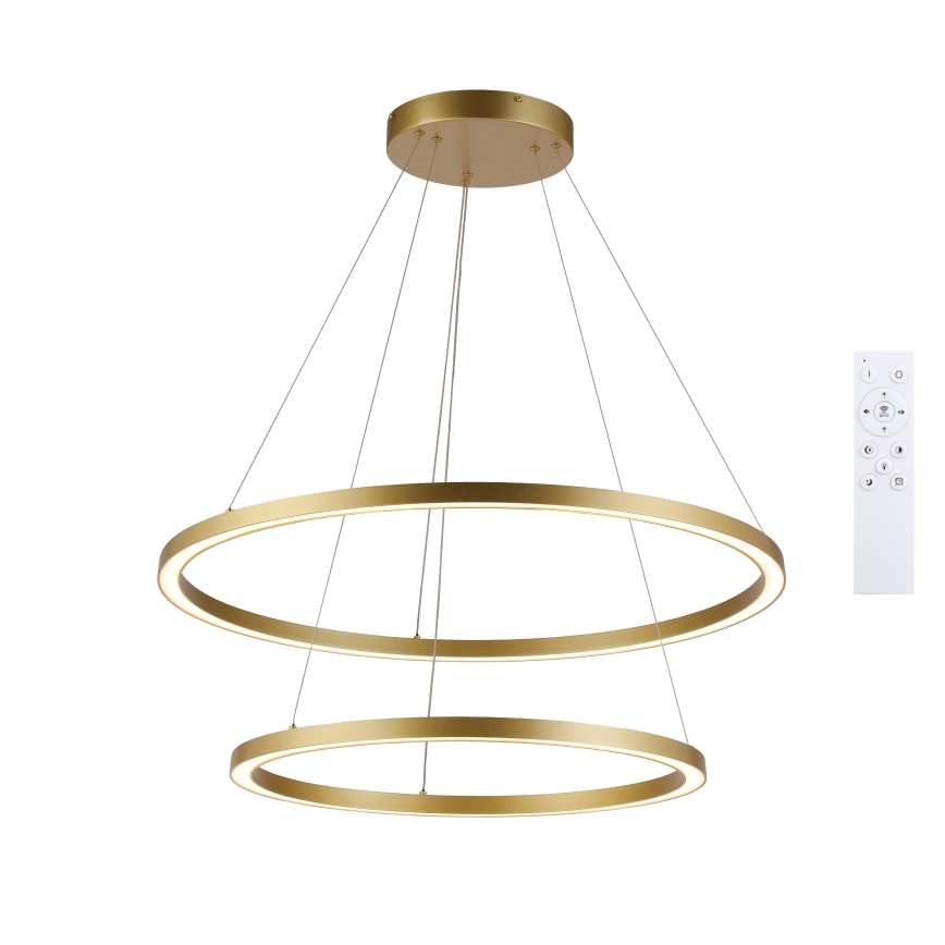 Brilagi - LED reguliuojamas pakabinamas šviestuvas ant laido PORTOFINO LED/98W/230V 3000-6000K skersmuo 80 cm auksinis + nuotolinis valdymas