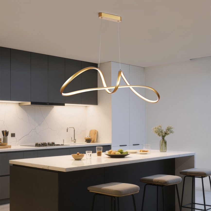 Brilagi - LED reguliuojama liustra ant kabelio TWISTER LED/60W/230V 3000-6000K auksinė + su nuotoliniu pulteliu