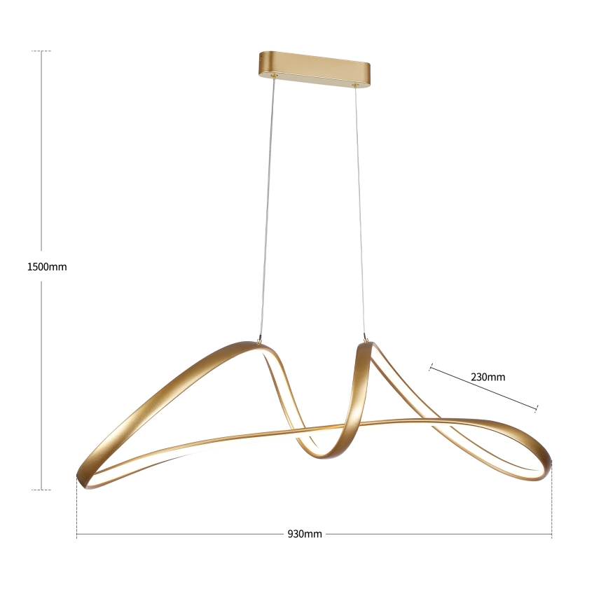 Brilagi - LED reguliuojama liustra ant kabelio TWISTER LED/60W/230V 3000-6000K auksinė + su nuotoliniu pulteliu