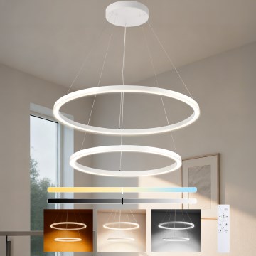 Brilagi - LED dimeriuojama pakabinama liustra ant laido PORTOFINO LED/98W/230V 3000-6000K skersmuo 80 cm balta + nuotolinis valdymas