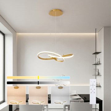 Brilagi - LED dimeriuojama pakabinama liustra ant troselio INFINITY LED/55W/230V 3000-6000K 50x50 cm auksinė + nuotolinis valdymas