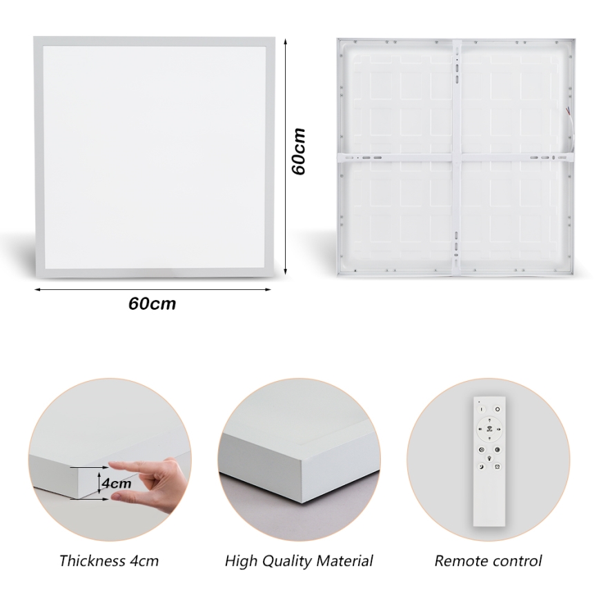 Brilagi - LED Dimeriuojama lubų lempa FRAME SMART LED/50W/230V 60x60 cm 3000-6000K IP44 Balta + Nuotolinio valdymo pultas