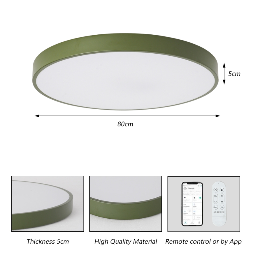 Brilagi - Dimeriuojamas LED šviestuvas POOL SMART LED/100W/230V Ø 80 cm 3000–6000 K Wi‑Fi Tuya + nuotolinis valdymas žalia