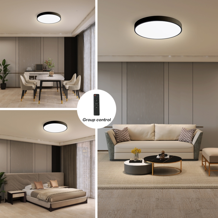 Brilagi - Dimeriuojamas LED lubinis šviestuvas POOL SMART LED/48W/230V 40 cm 3000-6000K Wi-Fi Tuya + nuotolinis valdymas juodas