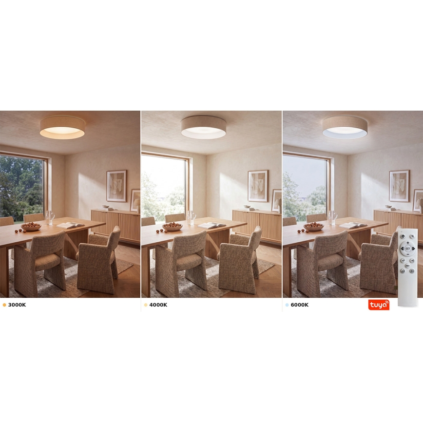 BRILAGI - LED dimeriu reguliuojamas lubų šviestuvas VELVET SMARTIX STARS LED/36W/230V 3000-6000K skersmuo 55 cm kreminė Wi-Fi Tuya Beacon + nuotolinis pultelis