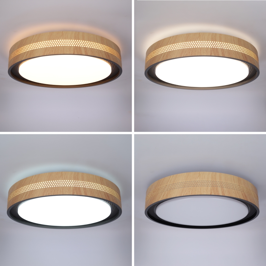 Brilagi - LED šviestuvas su reguliuojamu ryškumu COCI LED/48W/230V 3000-6500K skersmuo 39 cm medžio dekoras/juodas + nuotolinis valdymas