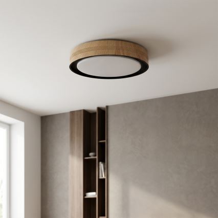 Brilagi - LED šviestuvas su reguliuojamu ryškumu COCI LED/48W/230V 3000-6500K skersmuo 39 cm medžio dekoras/juodas + nuotolinis valdymas