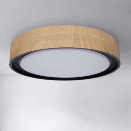 Brilagi - LED šviestuvas su reguliuojamu ryškumu COCI LED/48W/230V 3000-6500K skersmuo 39 cm medžio dekoras/juodas + nuotolinis valdymas