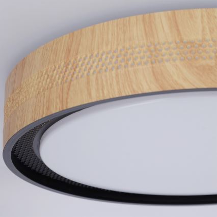 Brilagi - LED šviestuvas su reguliuojamu ryškumu COCI LED/48W/230V 3000-6500K skersmuo 39 cm medžio dekoras/juodas + nuotolinis valdymas