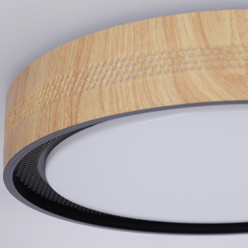 Brilagi - LED šviestuvas su reguliuojamu ryškumu COCI LED/48W/230V 3000-6500K skersmuo 39 cm medžio dekoras/juodas + nuotolinis valdymas