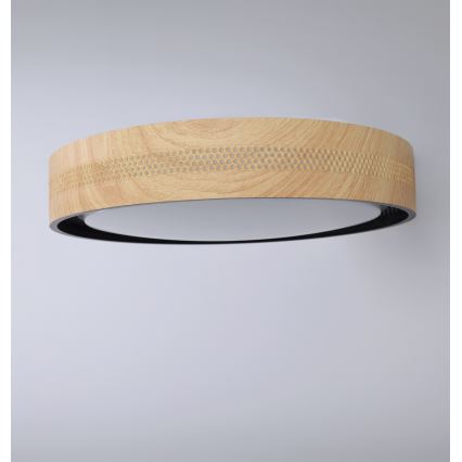 Brilagi - LED šviestuvas su reguliuojamu ryškumu COCI LED/48W/230V 3000-6500K skersmuo 39 cm medžio dekoras/juodas + nuotolinis valdymas