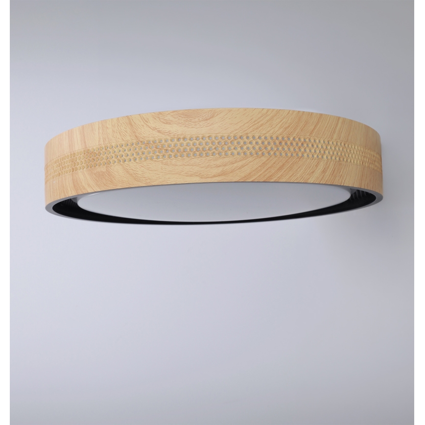 Brilagi - LED šviestuvas su reguliuojamu ryškumu COCI LED/48W/230V 3000-6500K skersmuo 39 cm medžio dekoras/juodas + nuotolinis valdymas