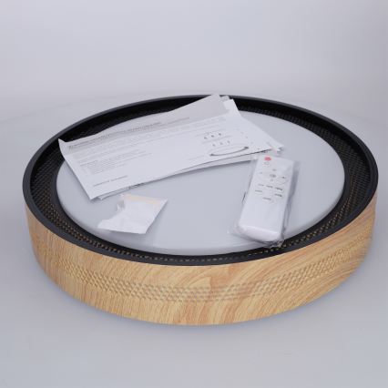 Brilagi - LED šviestuvas su reguliuojamu ryškumu COCI LED/48W/230V 3000-6500K skersmuo 39 cm medžio dekoras/juodas + nuotolinis valdymas