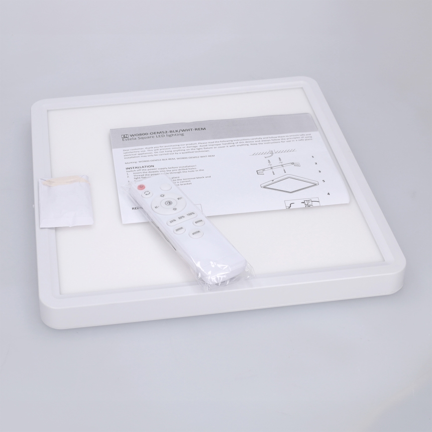 Brilagi - LED dimeriuojamas lubinis šviestuvas ESTELA SQUARE LED/36W/230V 3000-6500K 31x31 cm baltas + nuotolinio valdymo pultas