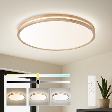 BRILAGI - LED dimeriuojamas lubinis šviestuvas MOLINA LED/100W/230V 3000–6000K ąžuolas, skersmuo 80 cm + nuotolinis valdymas