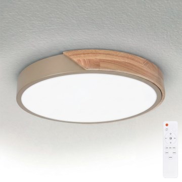 BRILAGI - LED Dimeriuojamas lubinis šviestuvas PILANA LED/48W/230V 3000-6500K ąžuolas/smėlinė skers. 40 cm + nuotolinis valdymas