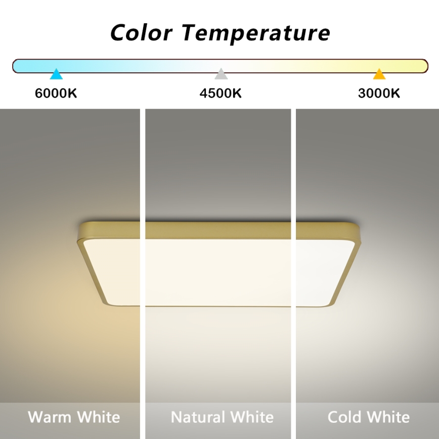 Brilagi - Dimeriuojamas LED lubinis šviestuvas POOL LED/36W/230V 3000-6000K 40x40 cm auksinis + nuotolinis valdymas