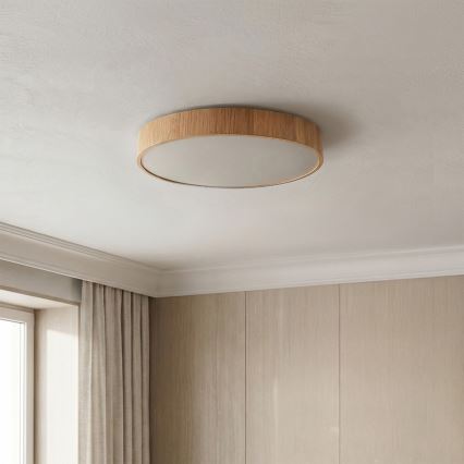 Brilagi - reguliuojamas LED lubinis šviestuvas POOL LED/36W/230V 3000-6000K Ø 30 cm medžio dekoras + nuotolinis valdymas