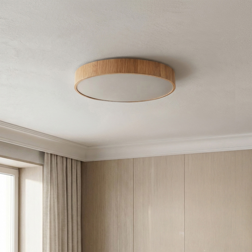 Brilagi - reguliuojamas LED lubinis šviestuvas POOL LED/36W/230V 3000-6000K Ø 30 cm medžio dekoras + nuotolinis valdymas
