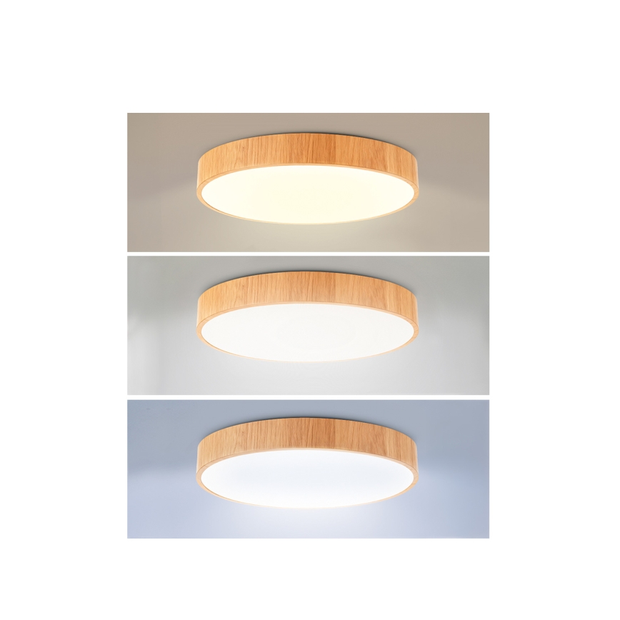 Brilagi - reguliuojamas LED lubinis šviestuvas POOL LED/36W/230V 3000-6000K Ø 30 cm medžio dekoras + nuotolinis valdymas