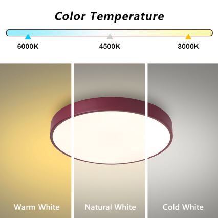 Brilagi - dimeriuojamas LED lubų šviestuvas POOL LED/48W/230V 3000–6000K Ø 40 cm bordo + su nuotoliniu valdymu