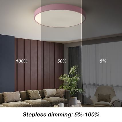 Brilagi - reguliuojamas LED lubų šviestuvas POOL LED/60W/230V 3000–6000K, skersmuo 60 cm, rožinis + nuotolinio valdymo pultas