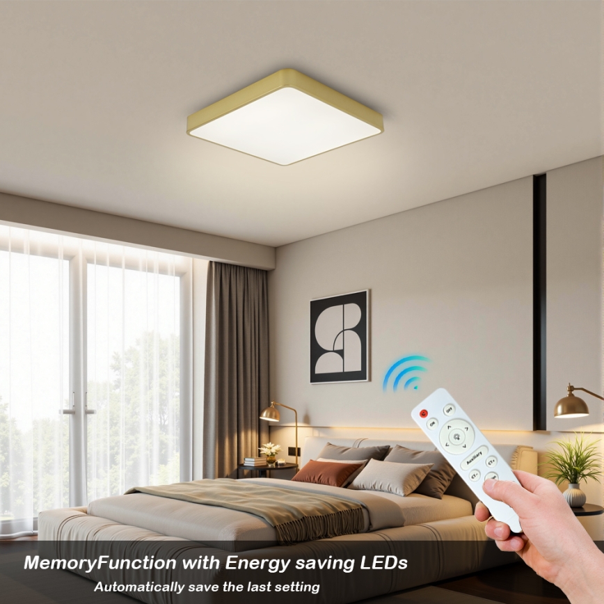 BRILAGI - Dimeriuojamas LED lubinis šviestuvas POOL SQUARE LED/36W/230V 3000-6000K 40x40 cm auksinis + nuotolinis valdymas