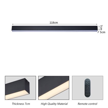 Brilagi - pritemdomas LED lubinis šviestuvas SLEEKLINE SMART LED/40W/230V 3000-6000K Wi-Fi Tuya juodas + nuotolinio valdymo pultelis