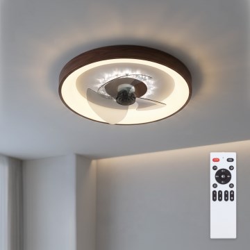Brilagi - LED dimeriuojamas lubinis ventiliatorius LED/34W/230V 3000-6500K skersmuo 46 cm rudos spalvos + nuotolinis valdymas