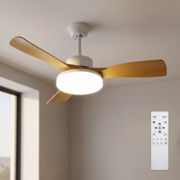 Brilagi - LED dimeriuojamas lubinis ventiliatorius LED/34W/230V 3000-6500K Ø 106 cm balta/ruda + nuotolinis valdymas