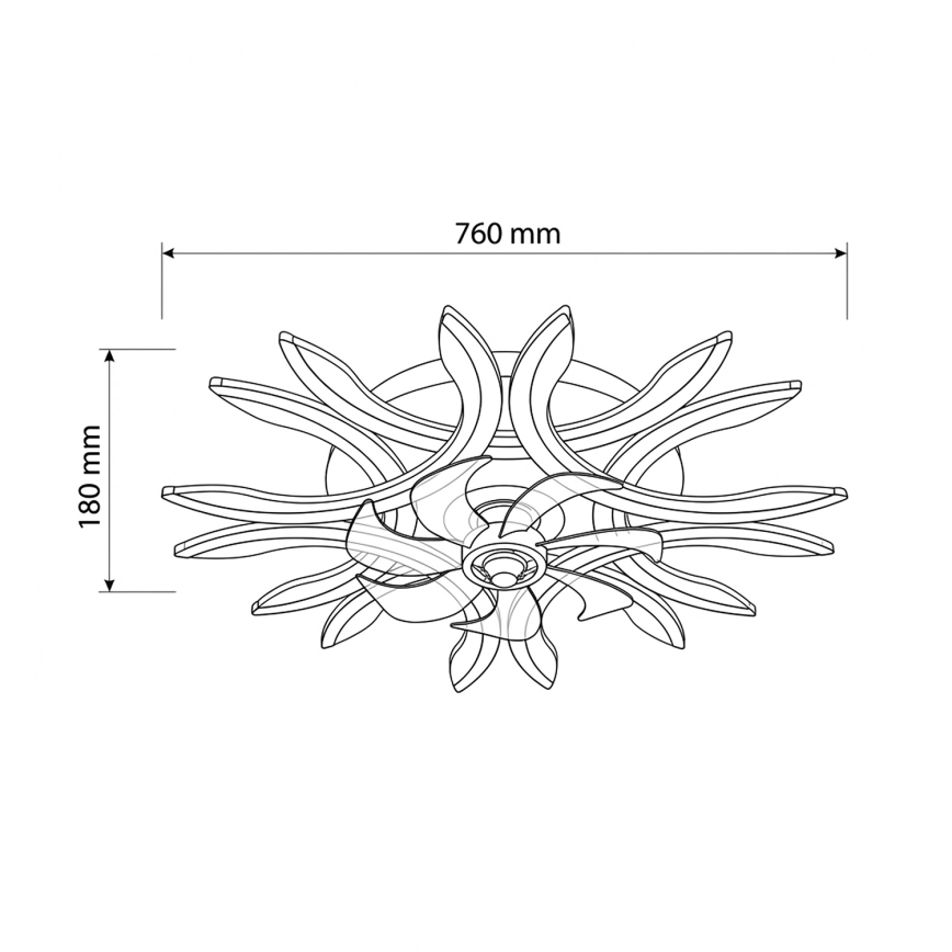Brilagi - lubų ventiliatorius su reguliuojamu LED apšvietimu, LED/70W/230V, skersmuo 76 cm, juodas + nuotolinis valdymas