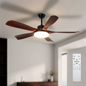 Brilagi - LED dimeriuojamas lubų ventiliatorius LED/34W/230V 3000-6500K skersmuo 132 cm juodas/rudas + nuotolinis valdymas