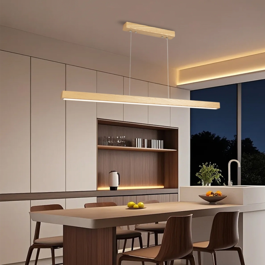 Brilagi - Dimeriuojama LED liustra ant laido OAK SMART LED/30W/230V Wi-Fi Tuya ąžuolas + nuotolinis valdymas