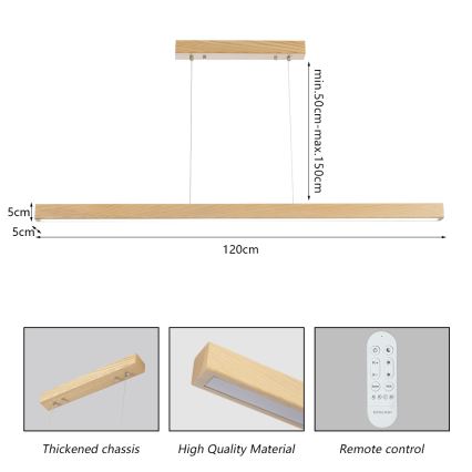 Brilagi - Dimeriuojama LED liustra ant laido OAK SMART LED/30W/230V Wi-Fi Tuya ąžuolas + nuotolinis valdymas