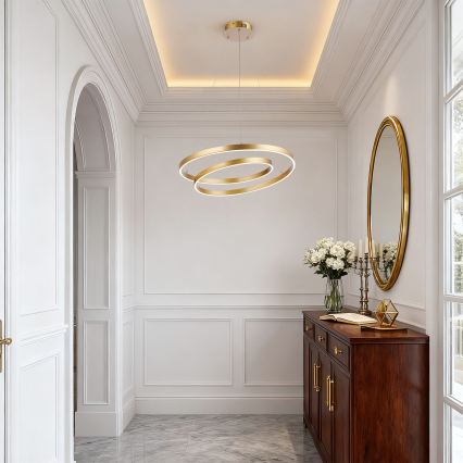 Brilagi - dimeriu reguliuojamas pakabinamas LED šviestuvas ant laido TWISTER LED/48W/230V 3000-6000K skersmuo 50 cm auksinis + nuotolinio valdymo pultas