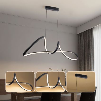 Brilagi - Dimeriuojama LED liustra ant laido TWISTER LED/60W/230V 3000-6000K juoda + nuotolinis valdymas