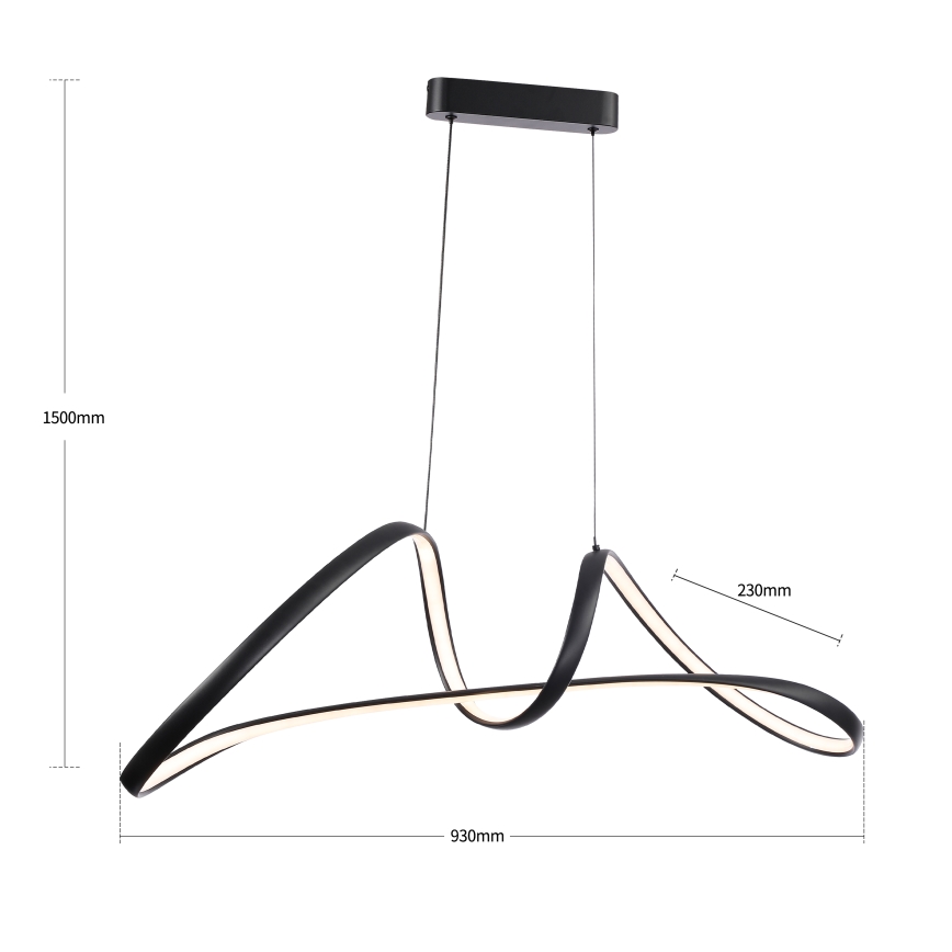 Brilagi - Dimeriuojama LED liustra ant laido TWISTER LED/60W/230V 3000-6000K juoda + nuotolinis valdymas