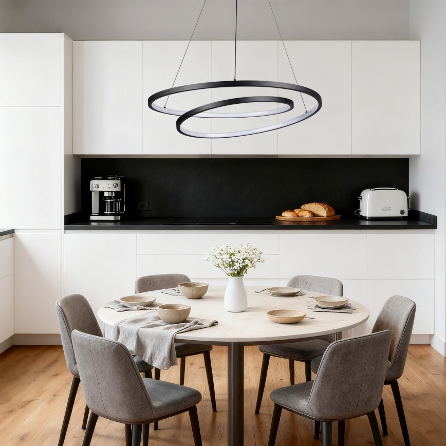 Brilagi - LED dimeriuojama liustra ant laido TWISTER LED/75W/230V 3000–6000K Ø 70 cm juoda + nuotolinis valdymas