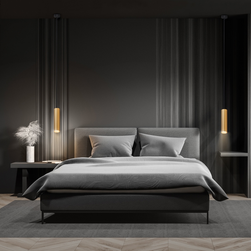 Brilagi - LED RGBW reguliuojamas pakabinamas šviestuvas ant troselės SELE 1xGU10/4,8W/230V 3000K juoda/auksinė + su nuotoliniu valdymu