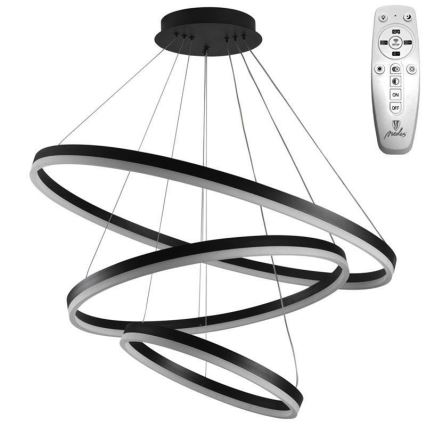Brilagi - reguliuojama LED liustra CIRCLE ant laido LED/125W/230V 3000-6500K, skersmuo 80 cm, juoda + nuotolinis valdymas