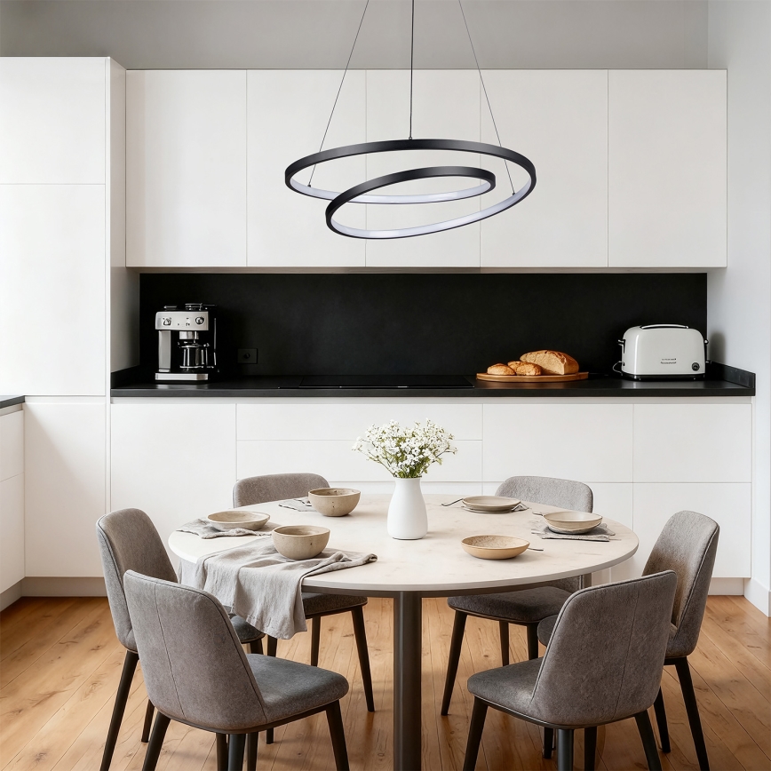 Brilagi - LED dimeriuojamas pakabinamas šviestuvas ant laido TWISTER LED/48W/230V 3000-6000K skersmuo 50 cm juodas + nuotolinis valdymas