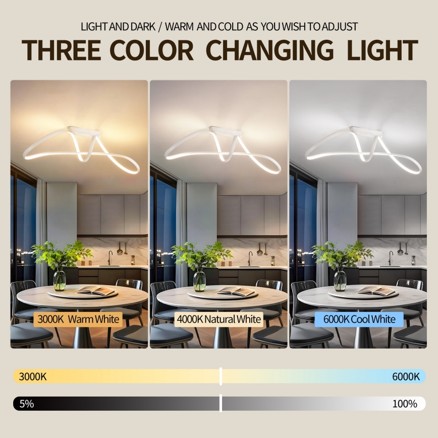 Brilagi - reguliuojamas LED paviršinis lubinis šviestuvas TWISTER LED/60W/230V 3000-6000K balta + su nuotolinio valdymo pultu