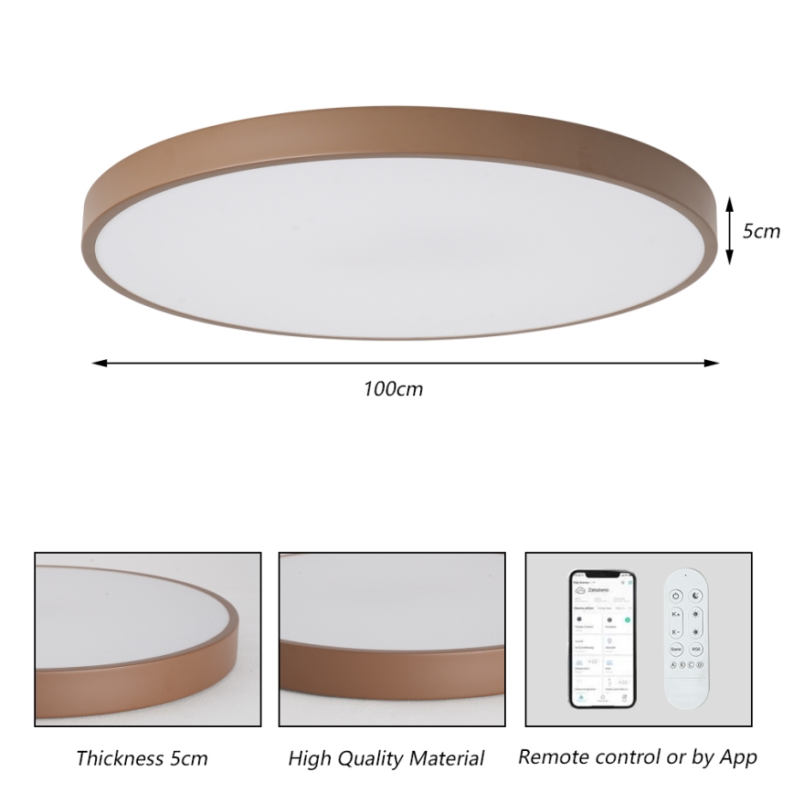 Brilagi - reguliuojamas LED šviestuvas POOL SMART LED/128W/230V Ø 100 cm 3000-6000K Wi-Fi Tuya + nuotolinis valdymas rudos spalvos