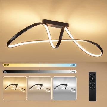 Brilagi - LED dimeriuojamas prigludęs lubinis šviestuvas TWISTER LED/60W/230V 3000-6000K juodas + nuotolinis valdymas