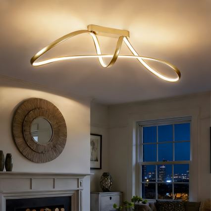 Brilagi - reguliuojamo ryškumo LED prigludęs lubinis šviestuvas TWISTER LED/60W/230V 3000-6000K auksinis + nuotolinis valdymas